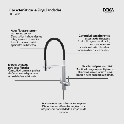 Monocomando de Cozinha para Filtro Aera - Brushed