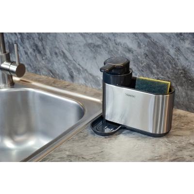 Suporte de Esponja com Dosador de Sabão Tramontina em Plástico ABS e Aço Inox