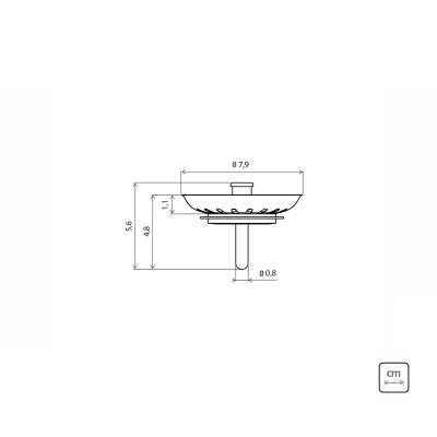 Tampa de Válvula Tramontina Econômica 4 1/2" em Aço Inox Polido e Polipropileno para Pias e Cubas