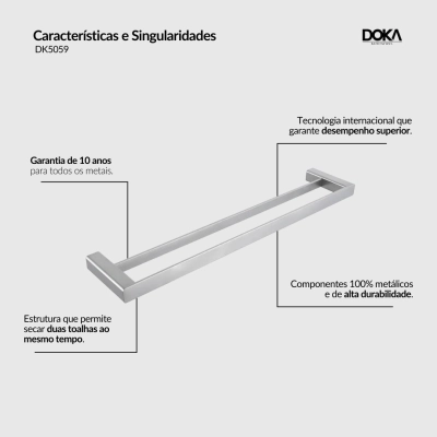 Toalheiro Duplo Rivvo - Brushed Gold